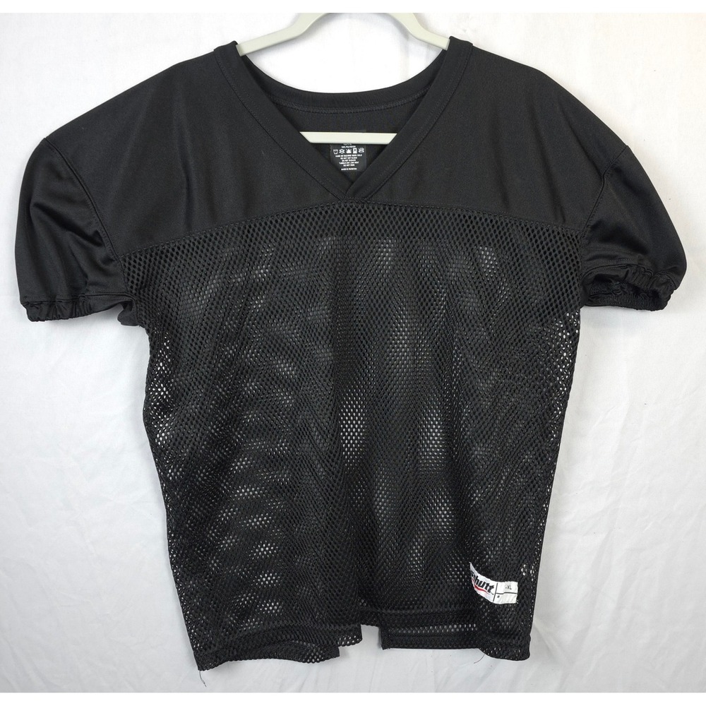 Schutt Youth XL Black Football Practice Jersey Mesh V Neck Short Sleeve Training